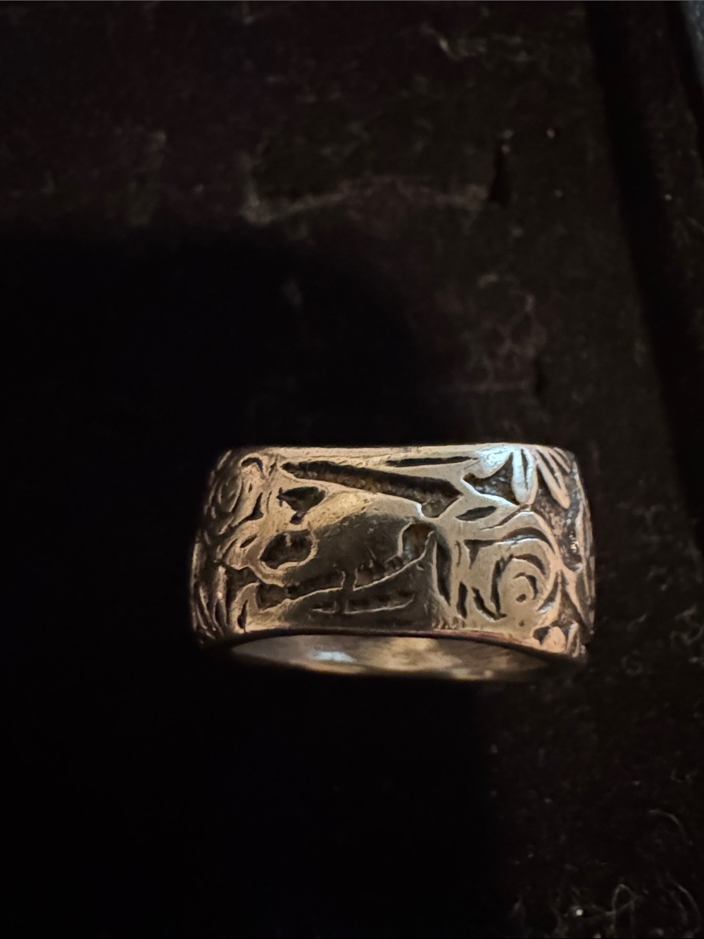 Silpada Floral Etched Wide Band Ring - Sterling Silver 925 - Picture 2 of 4